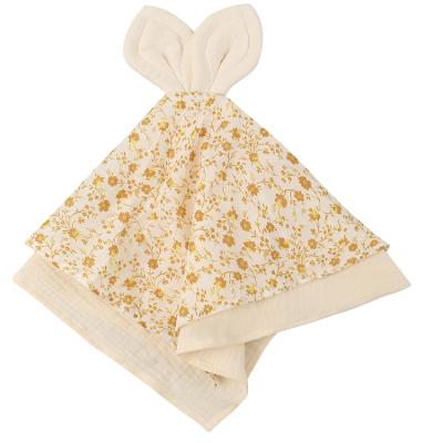 China BPA Free Muslin Rabbit Ears Baby Blanket Baby Soft 100% Cotton Comforter for sale