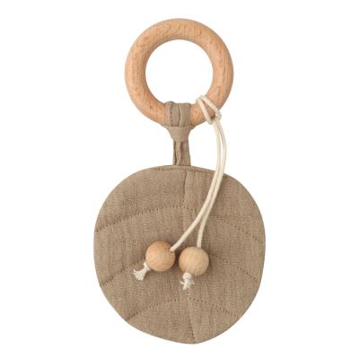 China Toy Organic Baby Product BPA Baby Teething Toy Cotton Sheets Teethers Soft Beech Wood Teether Organic Product for sale