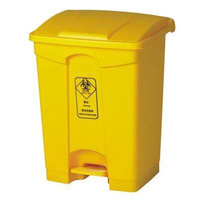 China Touchless Pedal 68L Sustainable Waste Bin Plastic Hands Free Flip Trash Can With Lid for sale