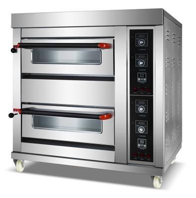 China Double Oven Bakery 2 Deck Commercial Oven Gas Machine Pizza Oven Baking Equipment Economic Bread Deck for sale