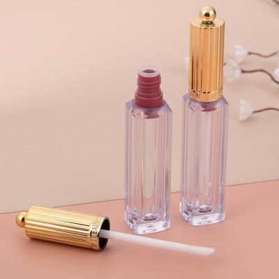 China New Design Lip Gloss Special Custom Tube Packaging Clear Square Lip Gloss Tube With Gold Lid for sale