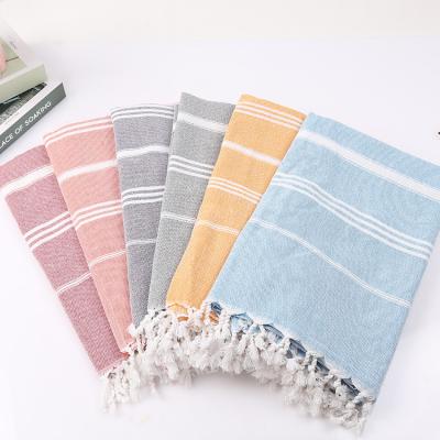 China Customized 100% Cotton Tassels Original Beach Towel Travel Sustainable Turkish Beach Towel for sale