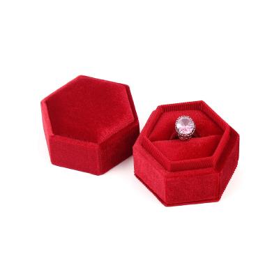 China Jewelery Packaging Wholesale Custom Wedding Ring Earrings Box Logo Hexagon Velvet Jewelry Luxury Packaging Vintage Mini for sale