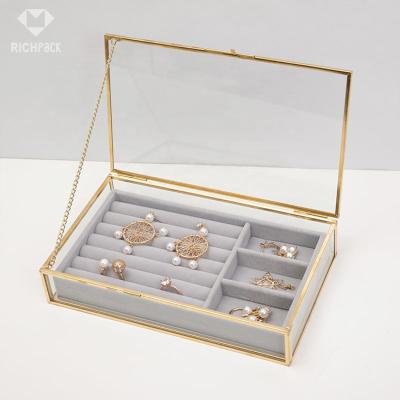 China High End Unique Luxury Custom Clear Jewelry Disply Ring Earring Display Glass Acrylic Jewelry Display Box for sale