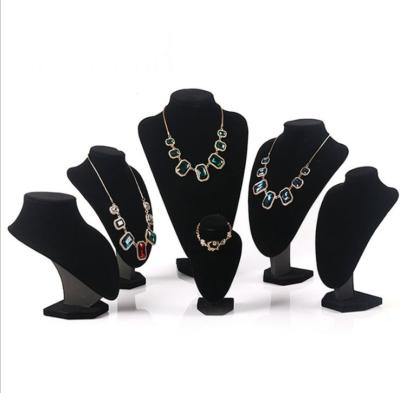 China Handmade Wholesale Black Suede Necklace Tray Jewelry Stand Velvet Display Box For Necklace for sale