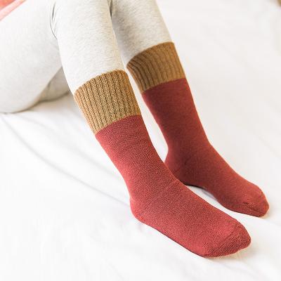 China Cotton Antibacterial Winter Boots Comfortable Solid Color Leg Warmers Socks Stripes Print Crew Knitted Kids Terry Socks for sale