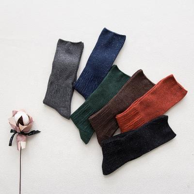 China 2021 Antibacterial Long Slouch Sock Socks For Women Winter Thick Cotton Color Sheer Crew Socks Pretty For Ladies for sale