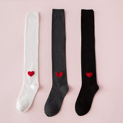 China Wholesale Fashion Girl Women Antibacterial Lady Over The Knee High Design Red Funky Pattern Heart Socks for sale