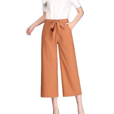 China Anti-wrinkle factory supply elegant ladies high waist pants formal wide leg pants for ladies for sale