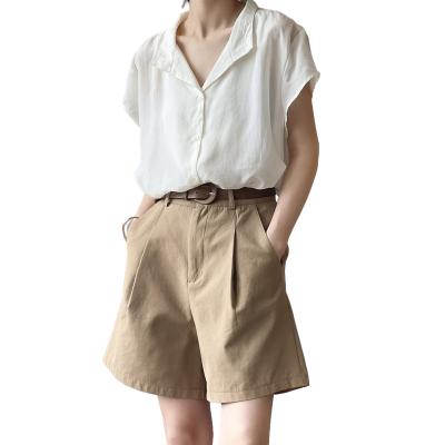 China wholesale hot sale Anti-wrinkle suit new shorts women's summer high waist loose wide leg casual medium pants for sale