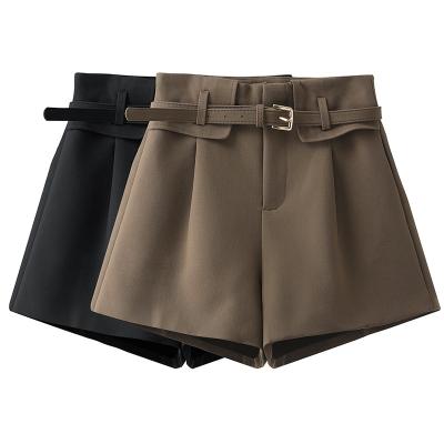 China Latest Fashion Anti-Wrinkle Women's Spandex Shorts High Waisted Flare High Waisted Women's Shorts With Buttons for sale