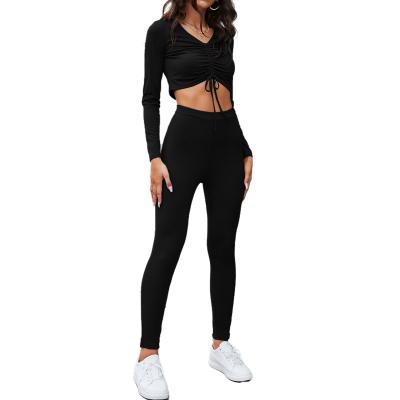 China New Arrival Spring High Quality Women QUICK DRY Casual Sportswear Suit Sportswear 2 Piece Set Comfortable Long Sleeve Crop for sale