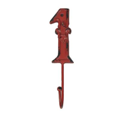 China Stocked Antique Number 1 Form Cast Coat Hook Rustic Metal for sale