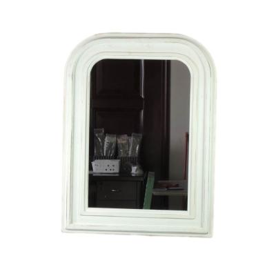 China Traditional MDF Frame Art Deco Decoration Wall White Rustic Rectangle Mirror for sale