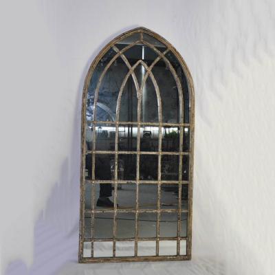 China Traditional Large Wall Rustic Shabby Arch Window Mirror for sale