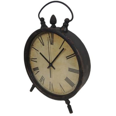 China Antique Industrial European Odm Style Home Decoration Retro Style Table Clock for sale