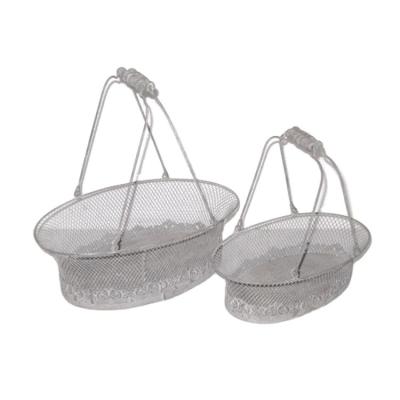 China Small Wire Stocked Decoration S/2 Metal Mesh Basket for sale