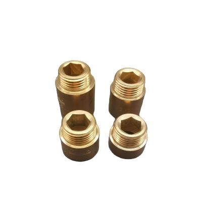 China To Extend Length Of Natural Brass Male Pipe Fittings Heavy Type Extension Nipple 1/2 Thread Connect for sale