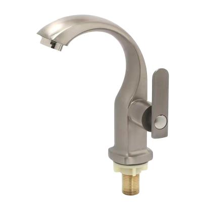 China Modern Cheap Zinc Alloy Cold Wash Basin Faucet Nickel Zinc Cold Mounted Bathroom Taps Basin Faucets for sale