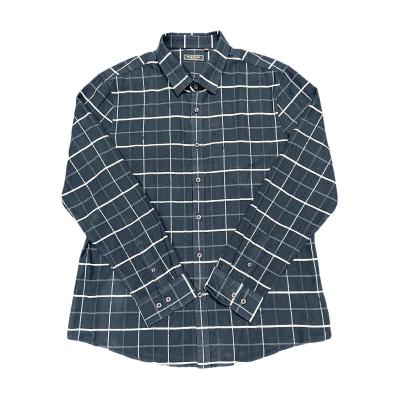 China Anti-pilling New Fashion Casual Shirt England Style Stand-up Collar  Shirts Plaid Long Sleeve Men's Shirts for sale