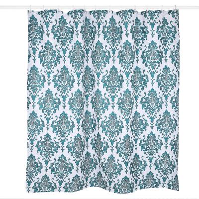 China Popular Viable Flower Style Color Shower Curtain With Plastic C Hooks Set Of 13 for sale