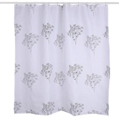 China Viable fresh and simple style, single flower design shower curtain, with 12 resin hooks for sale