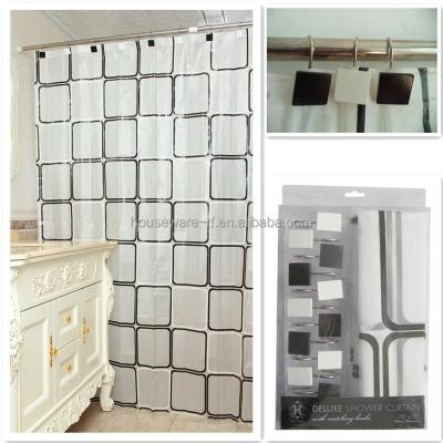 China Sustainable Bathroom Shower Curtain With Resin Hooks 13 Sets for sale