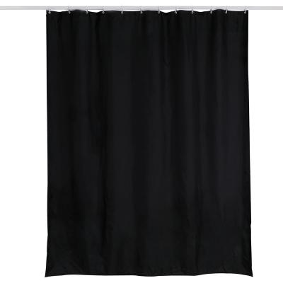 China Durable 100% Polyester Hotel Dark Black Shower Curtain With Plastic C Hook Sets for sale