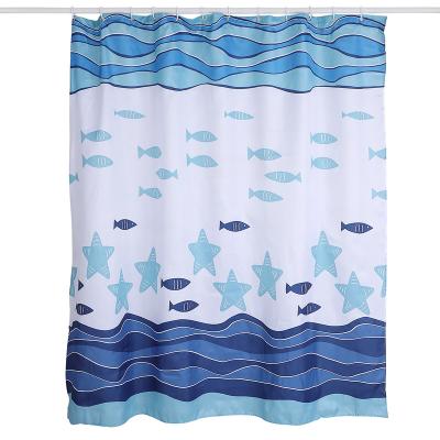 China Sustainable 100% Polyester Oecan Fish Design Shower Curtain 72