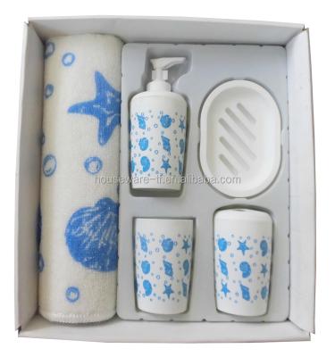 China Sustainable PP Bath Accessories with Bath Mat Set of 5 for sale