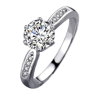 China Luxury ALLOY XEYJZ349 Zircon 1.5ct Hearts And Arrows Ring White Copper Princess Engaged Women Wedding Ring Wholesale for sale