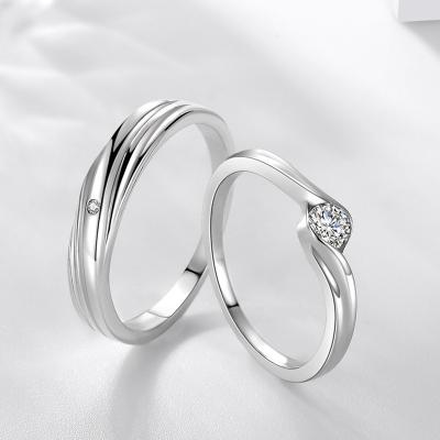 China Morsonite Ring s9256 Sterling Silver Ring female men's morsonite wave aerodynamic shape couples rings CLASSIC simple single diamond for sale