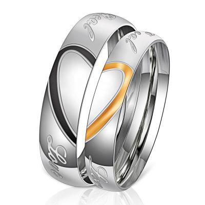 China New Stainless Steel Fashion Love Heart Couple Rings For Women Men Wedding Unique Fine Jewelry HS-WL-R169 for sale