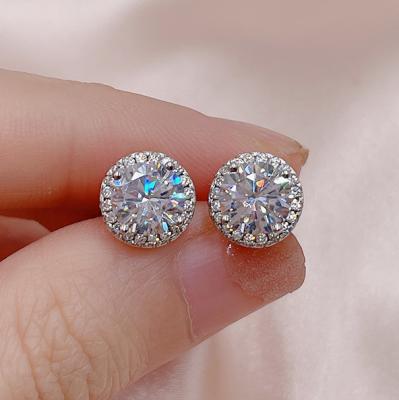 China Yellow and white female full CLASSIC round rose diamond moissanite jewelry 80 point s925 mushroom desktop silver white gold plated needle for sale