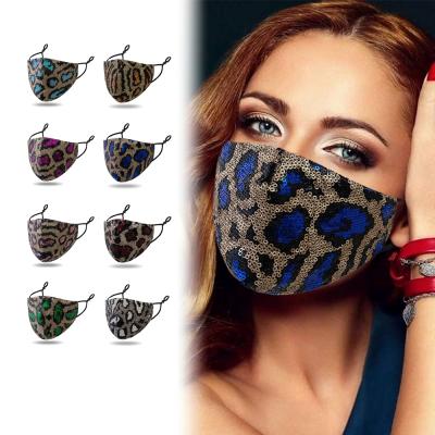 China Leopard Trendy Adjustable Reusable Fashion Glitter Partymaske Sequin Masquerade Nightclub Party Masks for sale