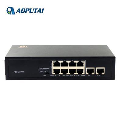 China CCTV Camera 8 Port 100M RJ45 POE 96W 802.3 On AF Industrial 2 Gigabit Ethernet Uplink Port Poe Switch For IP Camera for sale