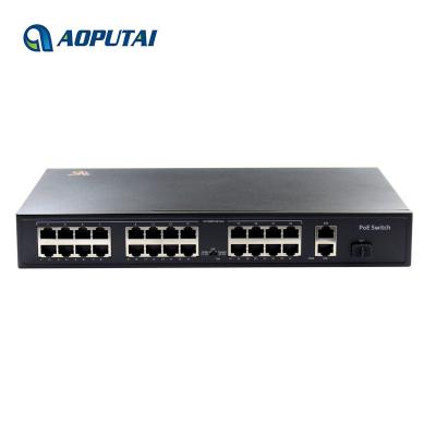 China CCTV Camera 24 Port 1000M RJ45 POE 300W 802.3 On AF 2 Gigabit Ethernet Uplink Port 1 SFP Port Poe Switch For IP Camera for sale