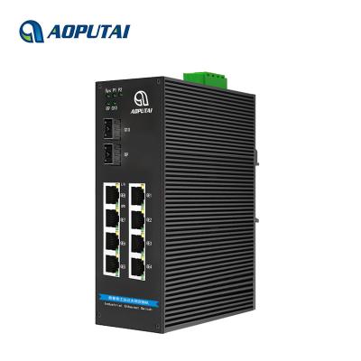 China Industry Network Industrial Grade Managed 8 Gigabit Base-TX RJ45 Port Ethernet and 2 SFP Port Network Switch for sale