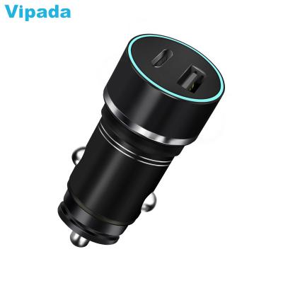 China Type-C Fast Palladium Car Mobile Phone USB C Dual USB Charger QC3.0+PD3.0 36W Fast Charging Car Charger for sale