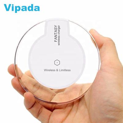 China Universal Cell Phone Round K9 Crystal Fast Wireless Charger With LED Smart Light Charging Android And IOS for sale