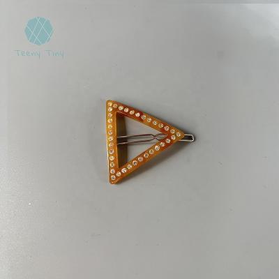 China Small Hollow Triangle Diamante Acetate Side Tasty Geometric Barrette Teenytiny Hair Barrette Snap Clip Hair Slides for sale