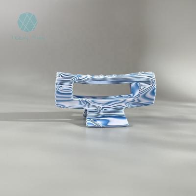 China Teenytiny Spring Sky Blue Stripe Cellulose Acetate Cellulose Acetate Chunky Rectangle Flat Claw Hair Clip 7.5cm Big Hair Claw for sale