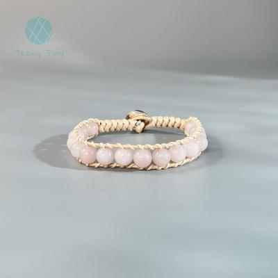 China Teenytiny CLASSIC Stunning Pink Rose Quartz Bracelet Single Wrap Bracelet Handmade with Love for sale