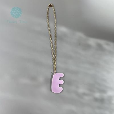 China Teenytiny Large Punk Light Lilac Initial Letter E Purple Choker Necklace For Women for sale