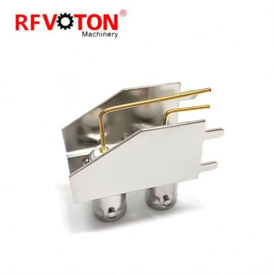 China Cheap Price Copper Right Angle Connector RF Connector Dual Bnc Jack Female PCB Mount Audio Connector for sale