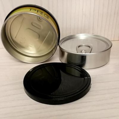 China NO machine needed 100ml 3.5g dry tea pressitins tuna can easy open pull ring tin with black top for sale