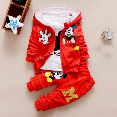 China COTTON 3 piece clothing set for boys girls spring long sleeve T-shirt breeches sportswear kids clothes Autumn Cartoon Printing Hooded Coat for sale