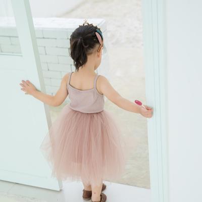 China Anti-wrinkle kids wholesale 2019 summer tutu dress for 9-48M Girls Casual Spaghetti tie dress sleeveless cotton for sale