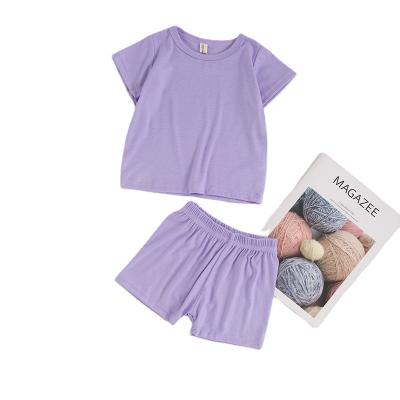 China Fashion Baby Summer Casual Clothes for Kids Boy and Girl's Cotton T-shirt Candy Color Dressing Sets for sale