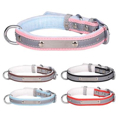 China Stocked Laser Engraved Adjustable Soft Comfortable Reflective Dog Collar For Small Animal for sale